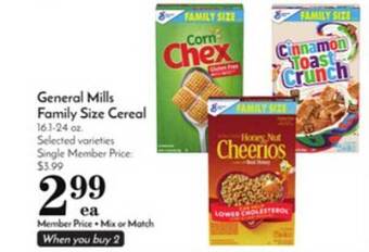 Pavilions General Mills Family Size Cereal offer