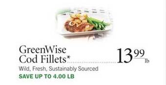 Publix Greenwise Cod Fillets offer