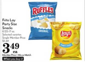 Pavilions Frito Lay Party Size Snacks offer