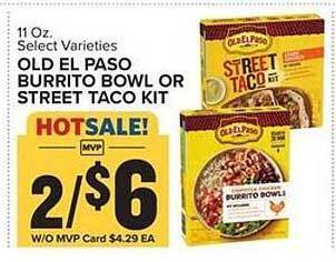 Food Lion Old El Paso Burrito Bowl Or Street Taco Kit offer