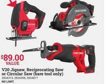 Ace Hardware V20 Jigsaw Reciprocating Saw Or Circular Saw offer