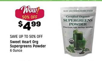 Grocery Outlet Sweet Heart Org Supergreens Powder offer
