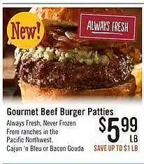 Haggen Food Gourmet Beef Burger Patties offer