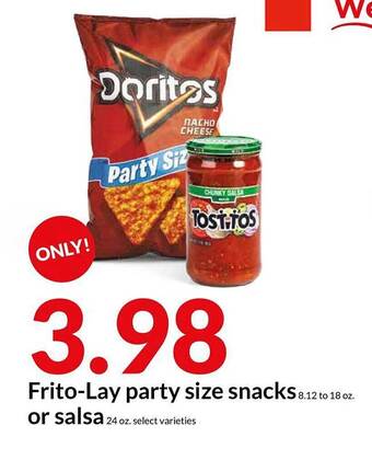Hy-Vee Fritolay Party Size Snacks Or Salsa offer