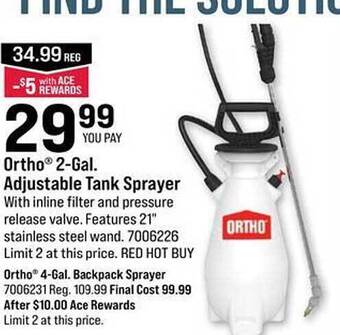 Ace Hardware Ortho 2-gal Adjustable Tank Sprayer offer