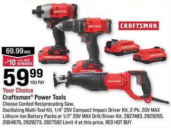 Ace Hardware Craftsman Power Tools offer