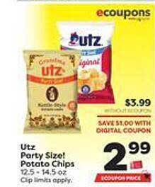 Weis Markets Utz Party Size ! Potato Chips offer