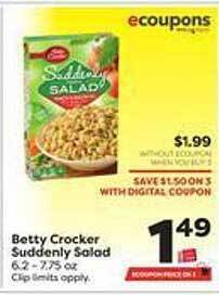 Weis Markets Betty Crocker Suddenly Salad offer