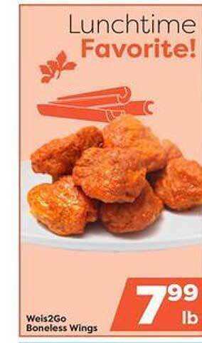 Weis Markets Weis2go Boneless Wings offer