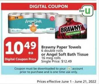 Albertsons Brawny Paper Towels Or Angel Soft Bath Tissue offer