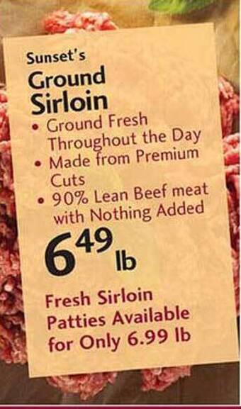 Sunset Foods Sunset's Ground Sirloin offer