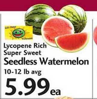 Sunset Foods Lycopene Rich Super Sweet Seedless Watermelon offer