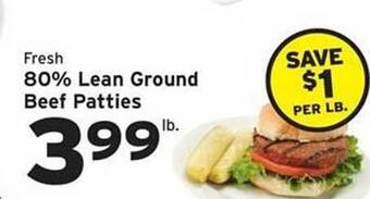 Hannaford 80% Lean Ground Beef Patties offer