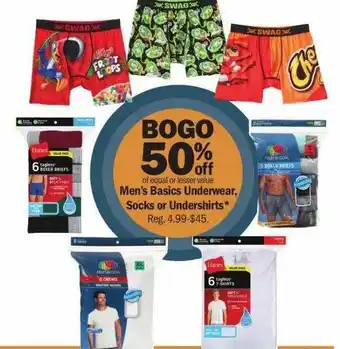 Meijer Men's Basics Underwear, Socks Or Undershirts offer