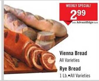 Price Chopper Vienna Bread, Rye Bread offer