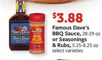 Fareway Famous Dave's Bbq Sauce, Or Seasonings & Rubs offer