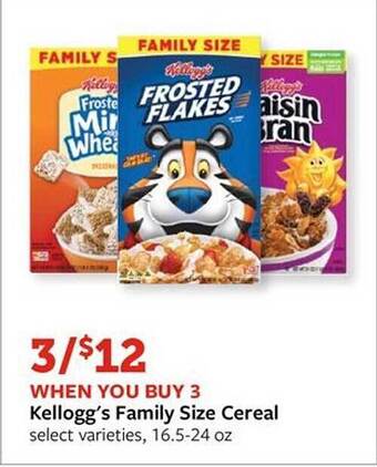 Fareway Kellogg's Family Size Cereal offer