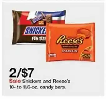 Target Snickers And Reese's 10-to 116-oz, Candy Bars offer