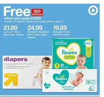 Target Giant-pack Diapers , Pampers Swaddliers Super-pack Diapers , Pampers Sensitive offer