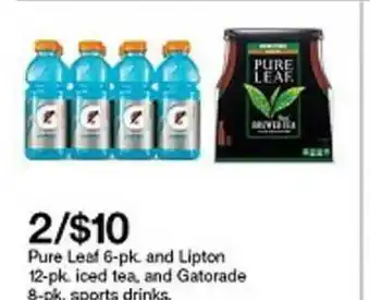 Target Pure Leaf And Lipton Iced Tea, And Gatorade Sports Drinks offer