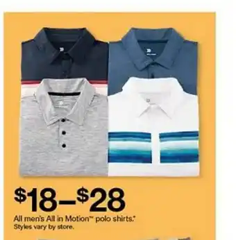 Target All Men's All In Motion Polo Shirts Styles Vary By Store offer