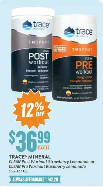 Natural Grocers Trace Mineral Clean Post Workout Strawberry Lemonade Or Clean Pre Workout Raspberry Lemonade offer