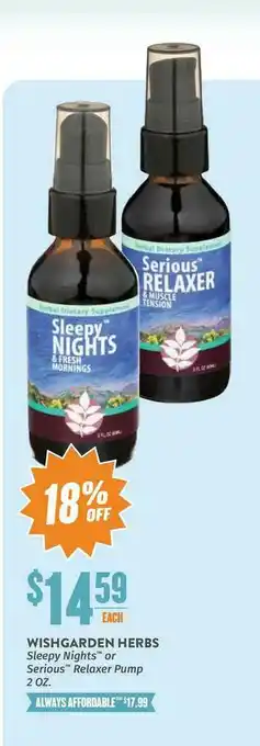 Natural Grocers Wishgarden Herbs Sleepy Nights Or Serios Relaxer Pump offer