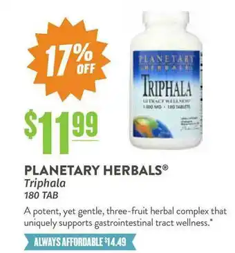 Natural Grocers Planetary Herbals Triphala 180 TAB offer