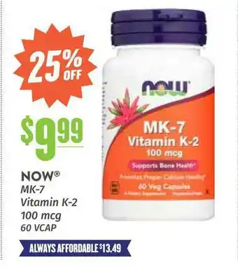 Natural Grocers Now MK-7 Vitamin K-2 100mcg 60 VCAP offer