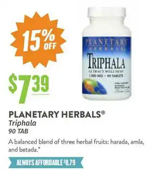 Natural Grocers Planetary Herbals Triphala 90 TAB offer