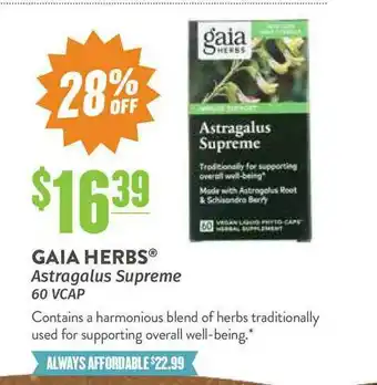 Natural Grocers Gaia Herbs Astragalus Supreme 60 VCAP offer