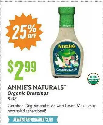 Natural Grocers Annie's Naturals Organic Dressings offer