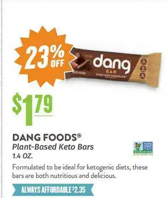 Natural Grocers Dang Foods Plant-Based Keto Bars offer