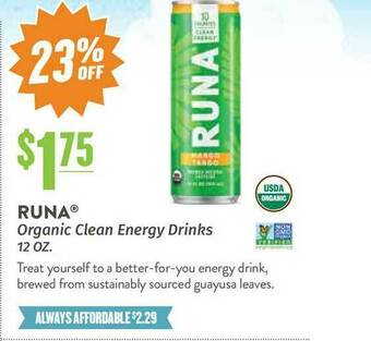 Runa Organic Clean Energy Drinks