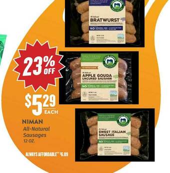 Natural Grocers Niman All-Natural Sausages offer
