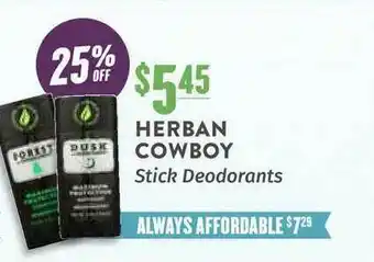 Herban Cowboy Stick Deodorants