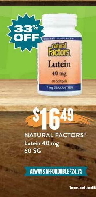 Natural Grocers Natural Factors Lutein 40 Mg 60 SG offer