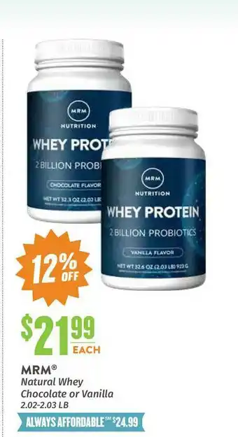 Natural Grocers Mrm Natural Whey Chocolate Or Vanilla offer