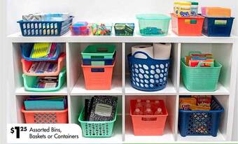 Dollar Tree Assorted Bins Baskets Or Containers offer