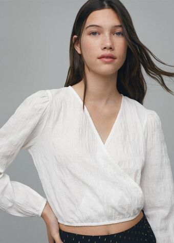 Mango Textured cotton blouse offer