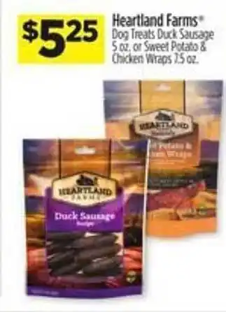 Dollar General Heartland Farms Dog Treats Duck Sausage Or Sweet Porato & Chicken Wraps offer