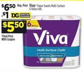 Dollar General Viva Paper Towels Multi-surface offer