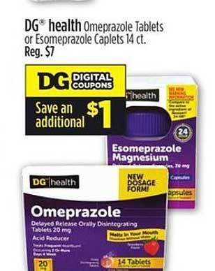 Dollar General Dg Health Omeprazole Tablets Or Esomeprazole Caplets offer