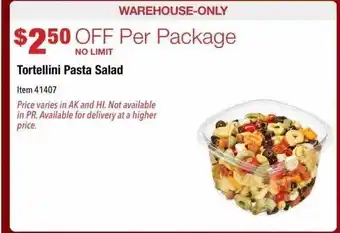 Costco Tortellini Pasta Salad offer