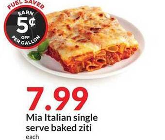 Hy-Vee Mia Italian Single Serve Baked Ziti offer