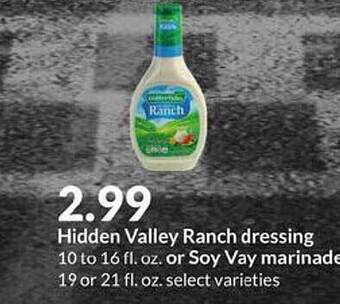 Hy-Vee Hidden Valley Ranch Dressing Or Soy Vay Marinade offer