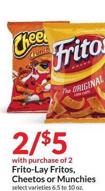 Hy-Vee Fritolay Fritos, Cheetos Or Munchies offer