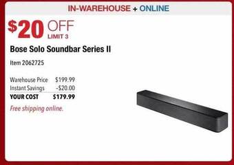 Costco Bose Solo Soundbar Series II offer