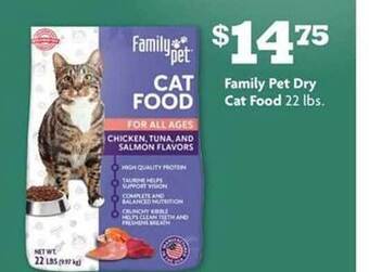 Family Dollar Family Pet Dry Cat Food offer