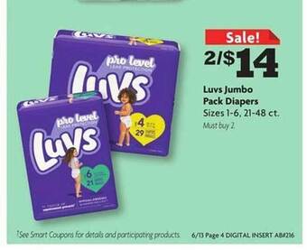 Family Dollar Luvs Jumbo Pack Diapers offer